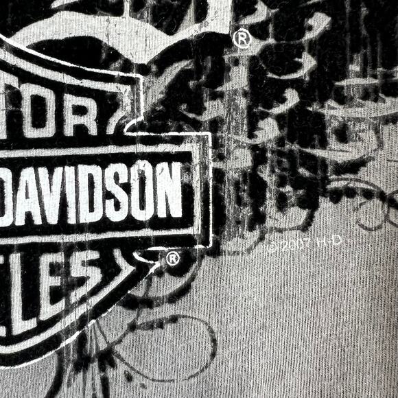 Harley Davidson Raised Velvet Velour Graphic Wings 2007 Tee Size Youth XL - Picture 4 of 7